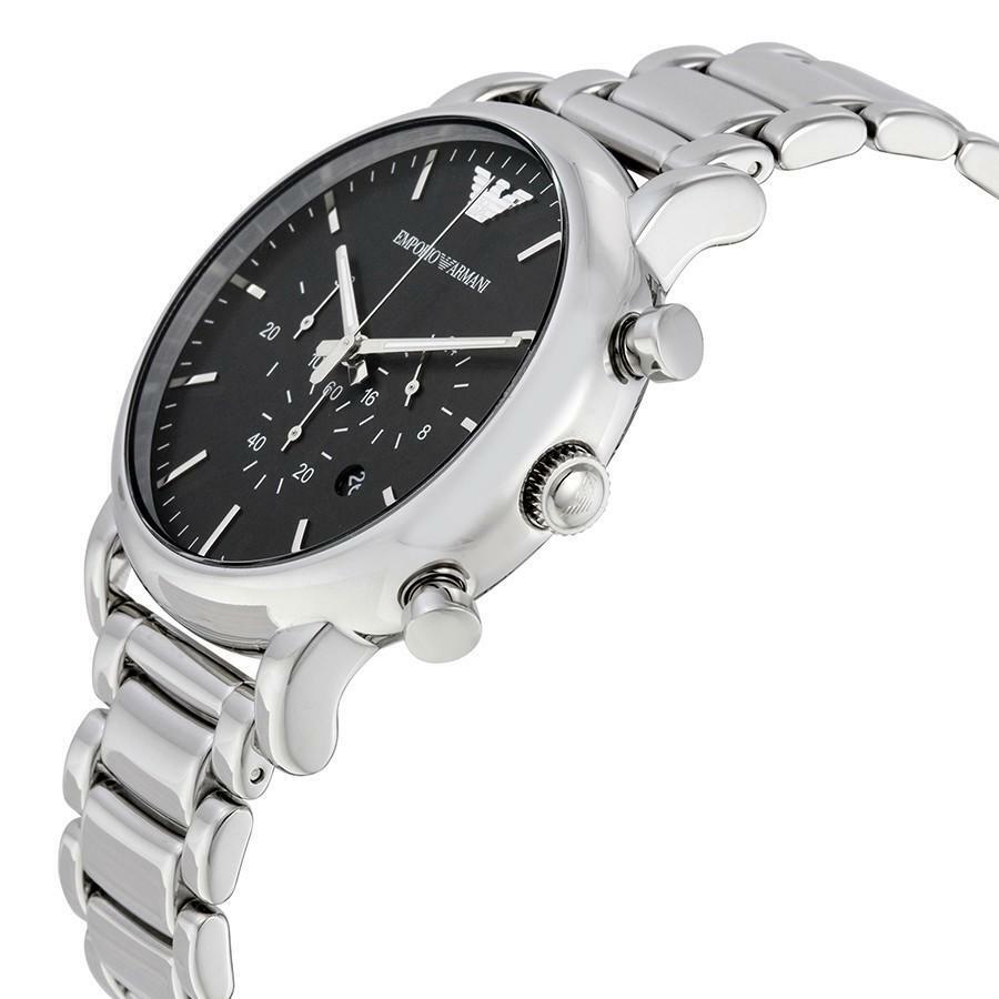 Emporio Armani Luigi Black Dial Silver Stainless Steel Watch For Men - AR1894 Watches Emporio Armani   