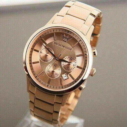 Emporio Armani Classic Rose Gold Chronograph Stainless Steel Watch For Men - AR2452 Watches Emporio Armani   