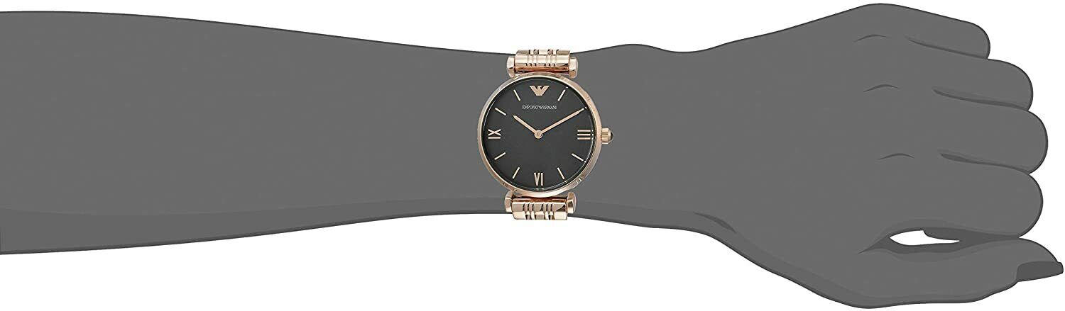 Emporio Armani Gianni T-Bar Black Dial Rose Gold Strap Watch For Women - AR11145 Watches Emporio Armani   