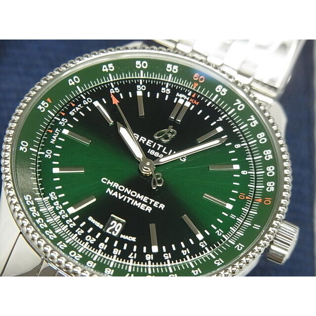 Breitling Navitimer Automatic 41mm Green Dial Silver Steel Strap Watch for Men - A17326361L1A1 Watches Breitling   