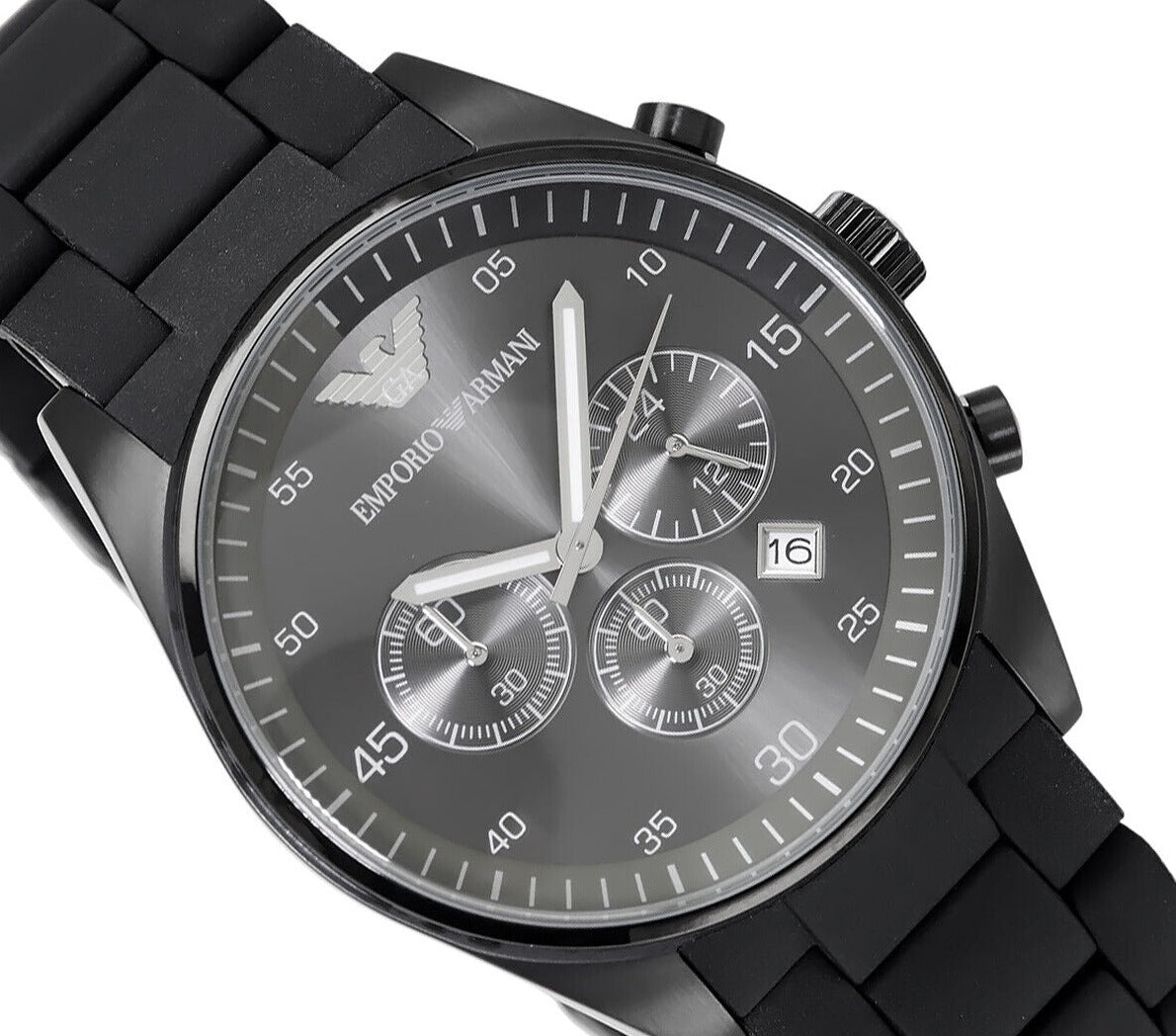 Emporio Armani Sportivo Chronograph Black Dial Black Stainless Steel Watch For Men - AR5889 Watches Emporio Armani   