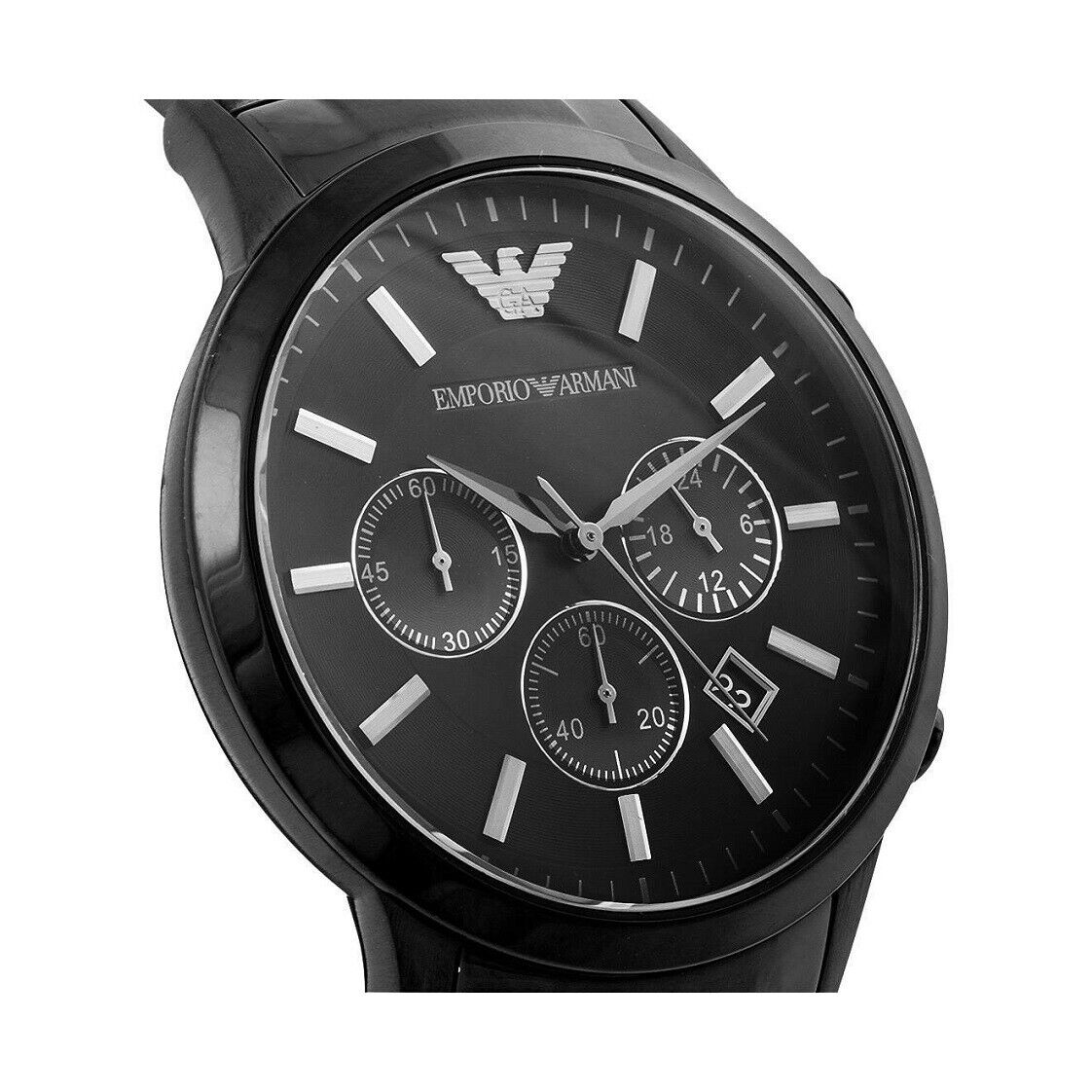 Emporio Armani Classic Chronograph Black Dial Black Stainless Steel Strap Watch For Men - AR2453 Watches Emporio Armani   