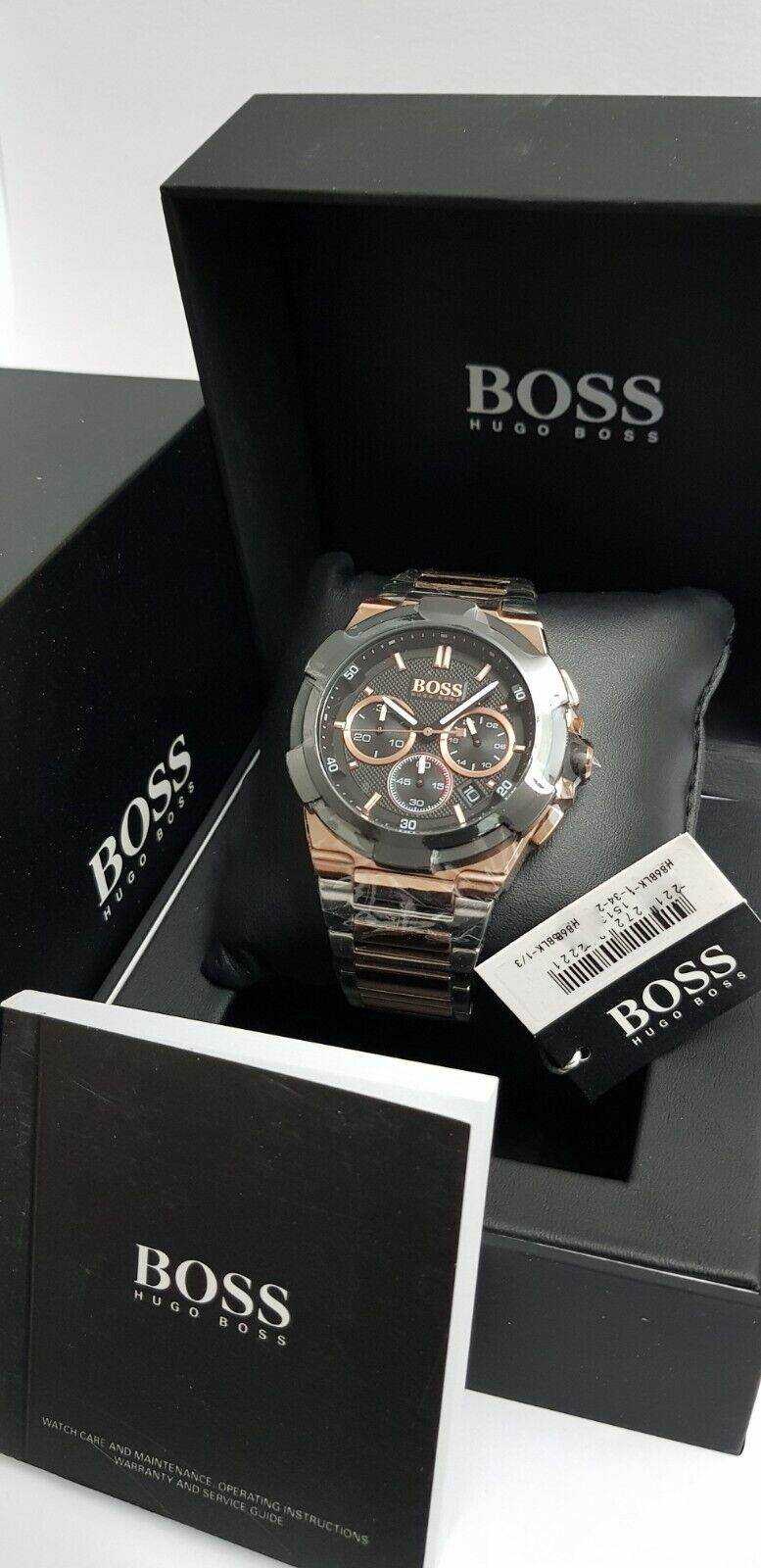 Hugo Boss Supernova Black Dial Two Tone Steel Strap Watch for Men - 1513358 Watches Hugo Boss   