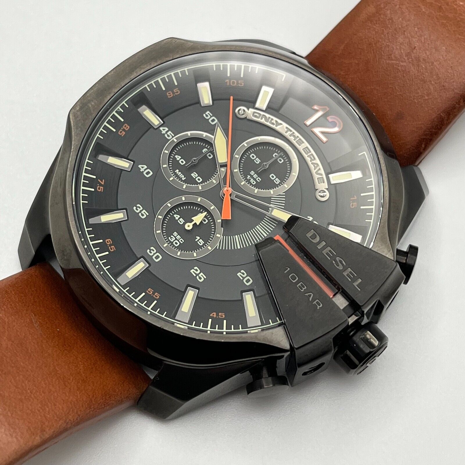 Diesel Mega Chief Quartz Chronograph Brown Leather Watch For Men - DZ4343 Watches Diesel   