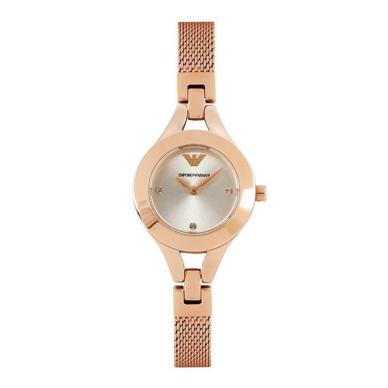 Emporio Armani Chiara Silver Dial Rose Gold Stainless Steel Watch For Women - AR7362 Watches Emporio Armani   