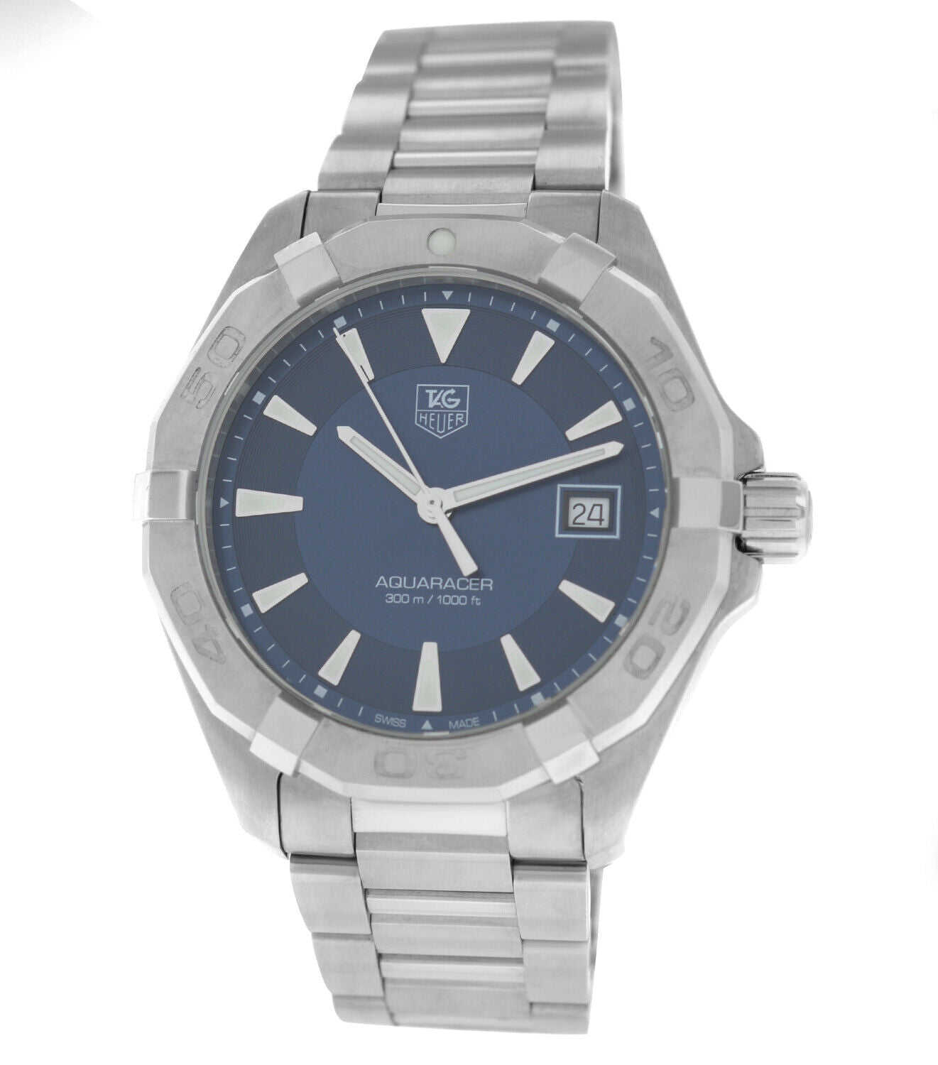 Tag Heuer Aquaracer 41mm Quartz Blue Dial Silver Steel Strap Watch for Men - WAY1112.BA0928 Watches Tag Heuer   