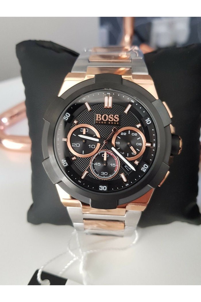 Hugo Boss Supernova Black Dial Two Tone Steel Strap Watch for Men - 1513358 Watches Hugo Boss   