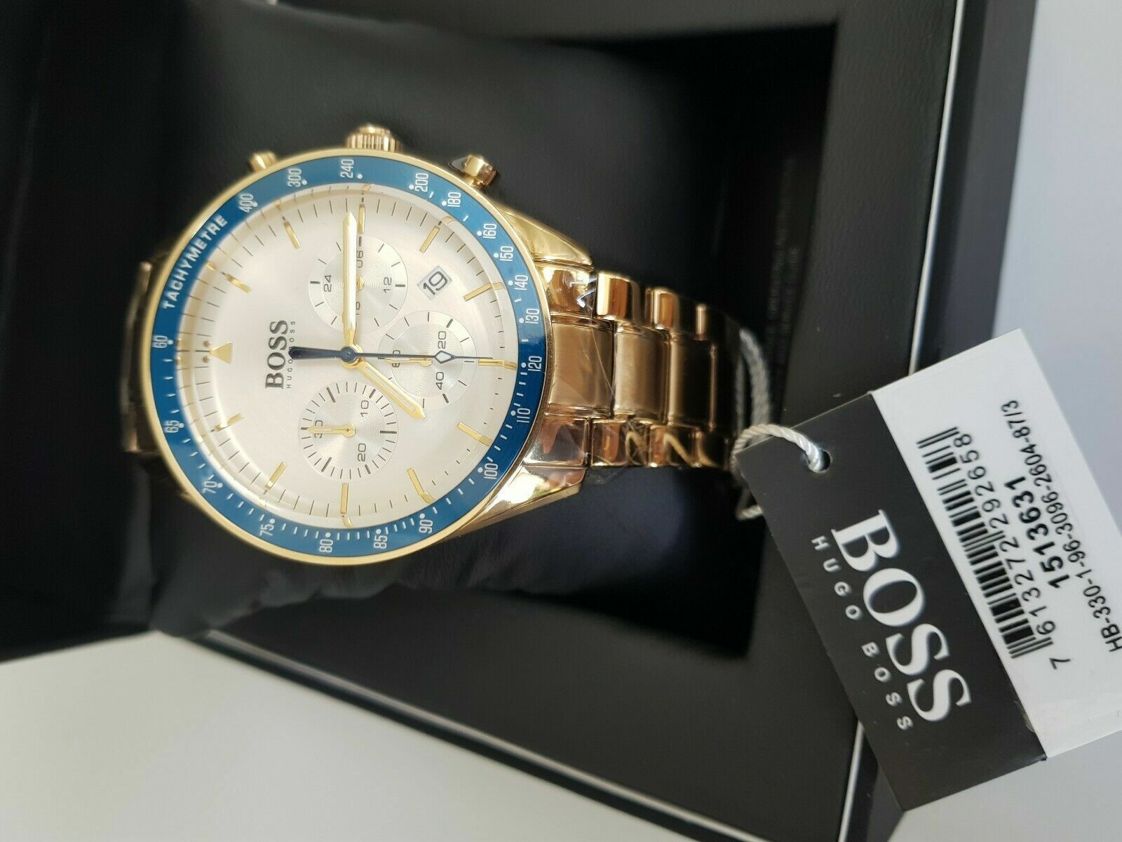 Hugo Boss Trophy White Dial Gold Steel Strap Watch for Men - 1513631 Watches Hugo Boss   