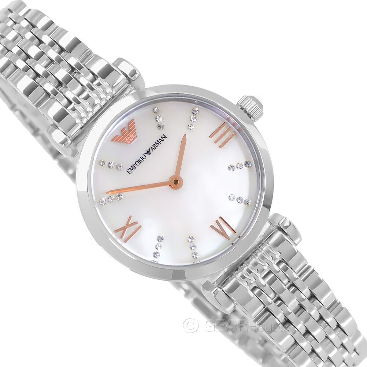 Emporio Armani Donna Mother of Pearl Dial Silver Stainless Steel Watch For Women - AR11204 Watches Emporio Armani   