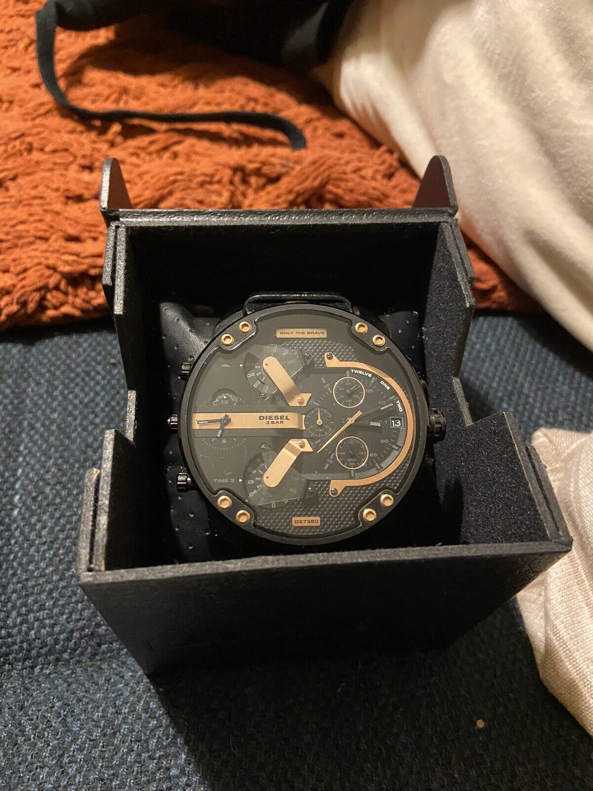 Diesel Mr Daddy 2.0 Black Dial Black Leather Strap Watch For Men - DZ7350 Watches Diesel   