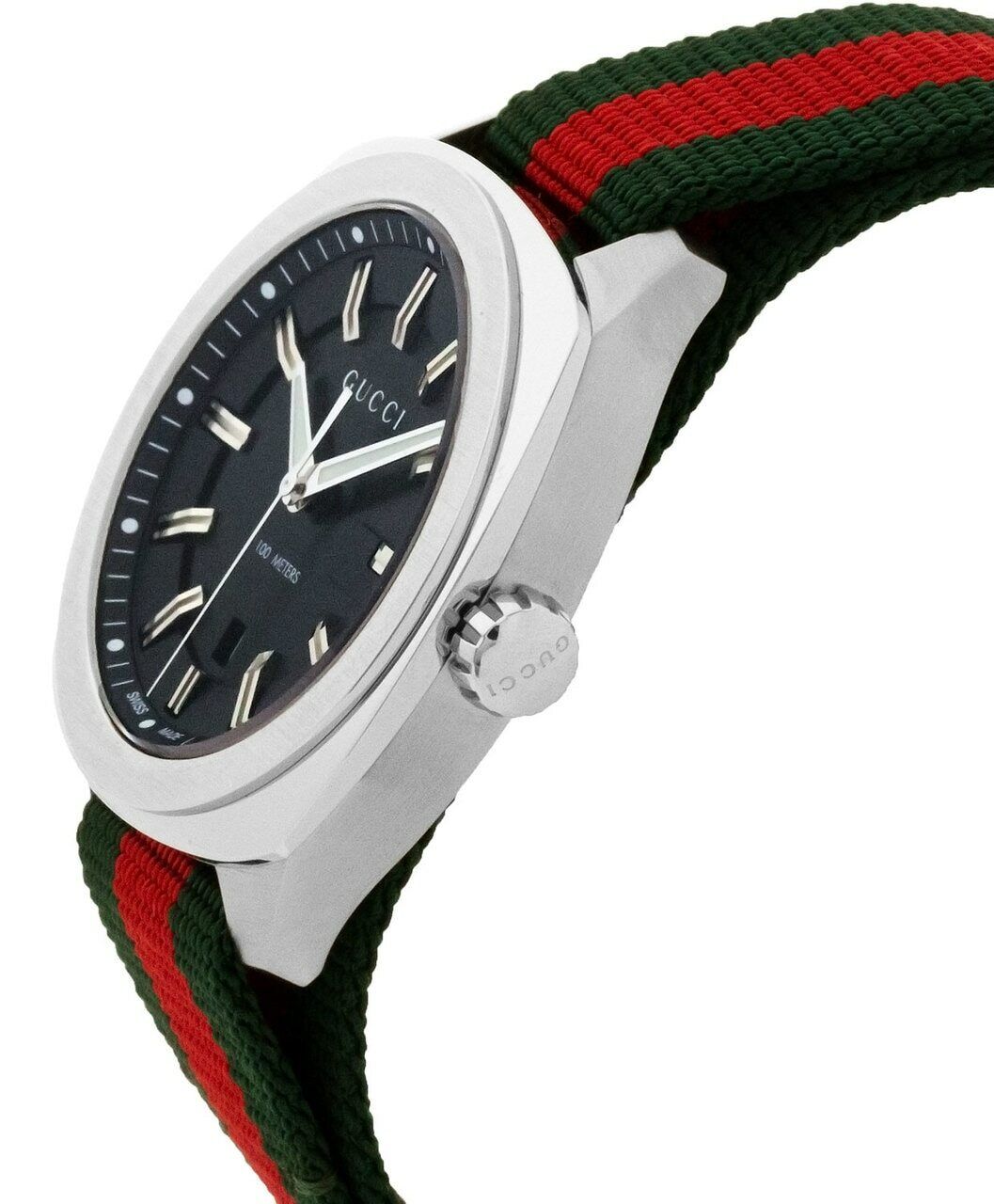 Gucci GG2570 Black Dial Green & Red Nylon Strap Watch For Men - YA142305 Watches Gucci   