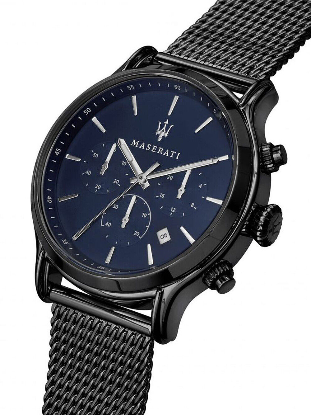 Maserati Epoca Black Edition Blue Dial Black Mesh Bracelet Watch For Men - R8873618008 Watches Maserati   