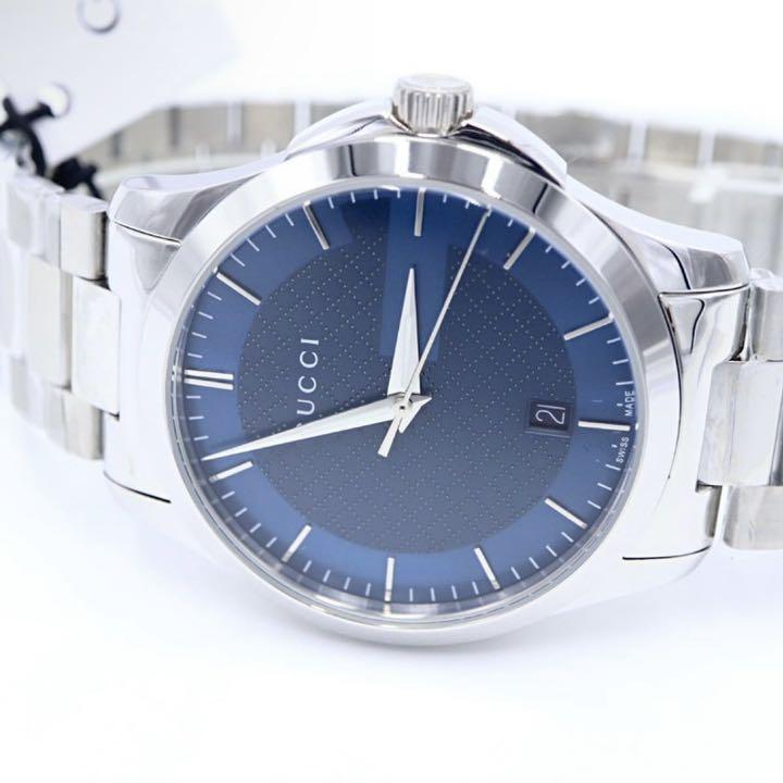 Gucci G Timeless Blue Dial Silver Steel Strap Watch For Men - YA126440 Watches Gucci   