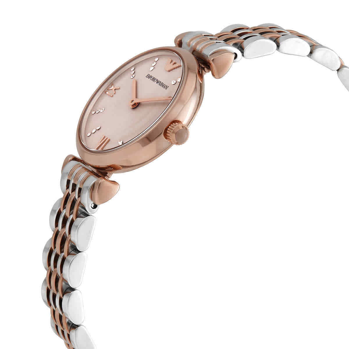 Emporio Armani Gianni T Bar Pink Dial Two Tone Stainless Steel Strap Watch For Women - AR11223 Watches Emporio Armani   