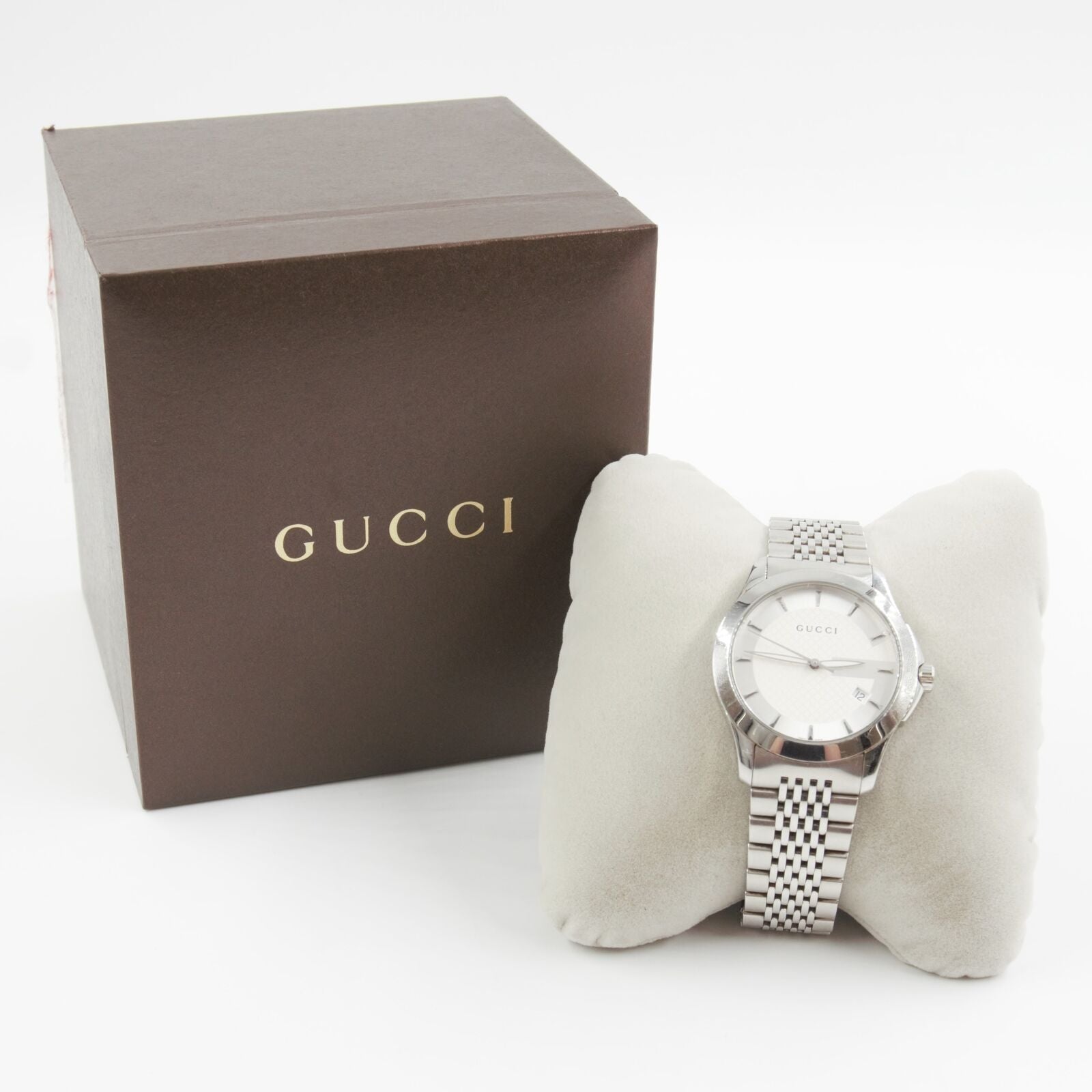 Gucci G Timeless Silver Dial Silver Steel Strap Watch For Men - YA126401 Watches Gucci   