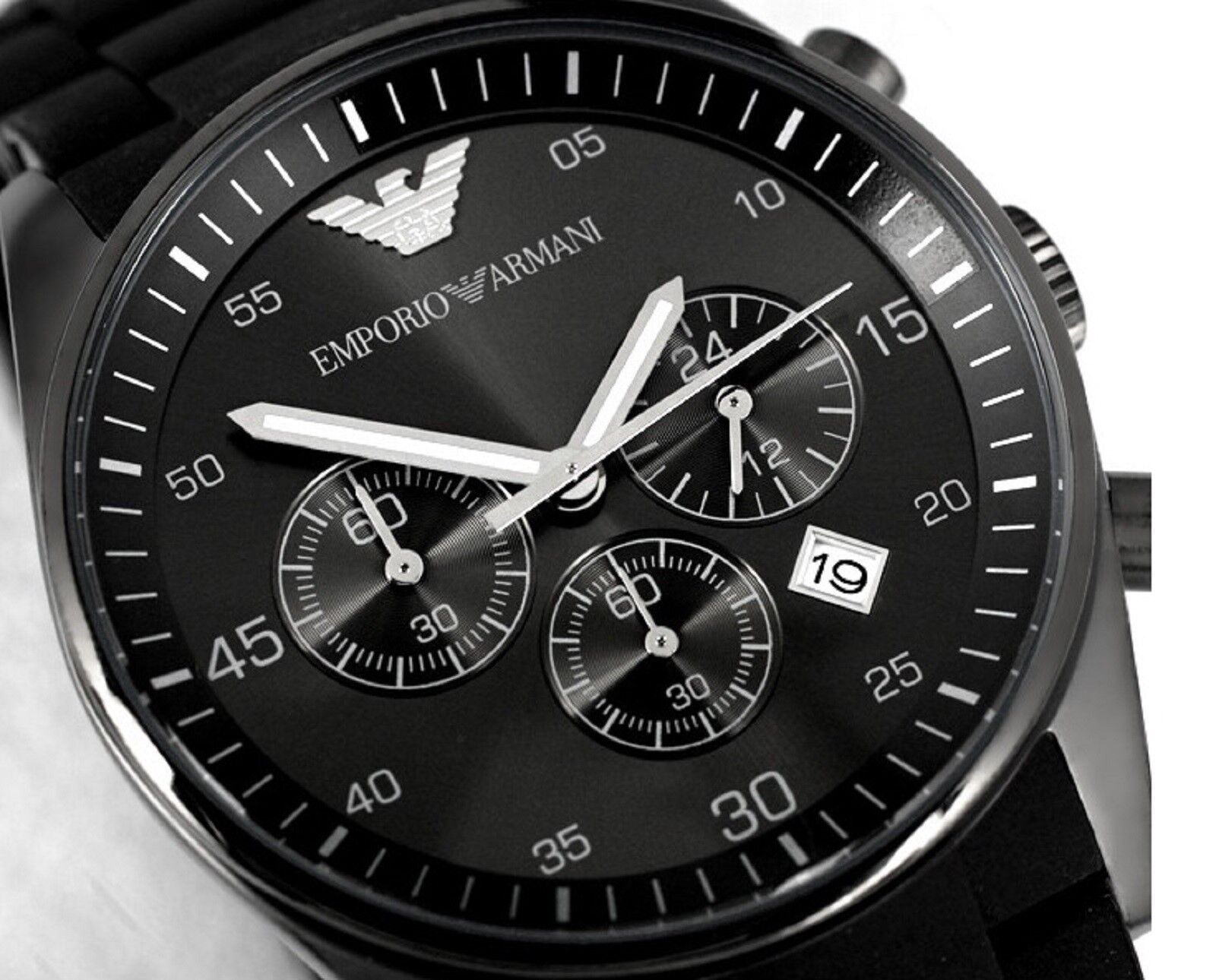 Emporio Armani Sportivo Chronograph Black Dial Black Stainless Steel Watch For Men - AR5889 Watches Emporio Armani   