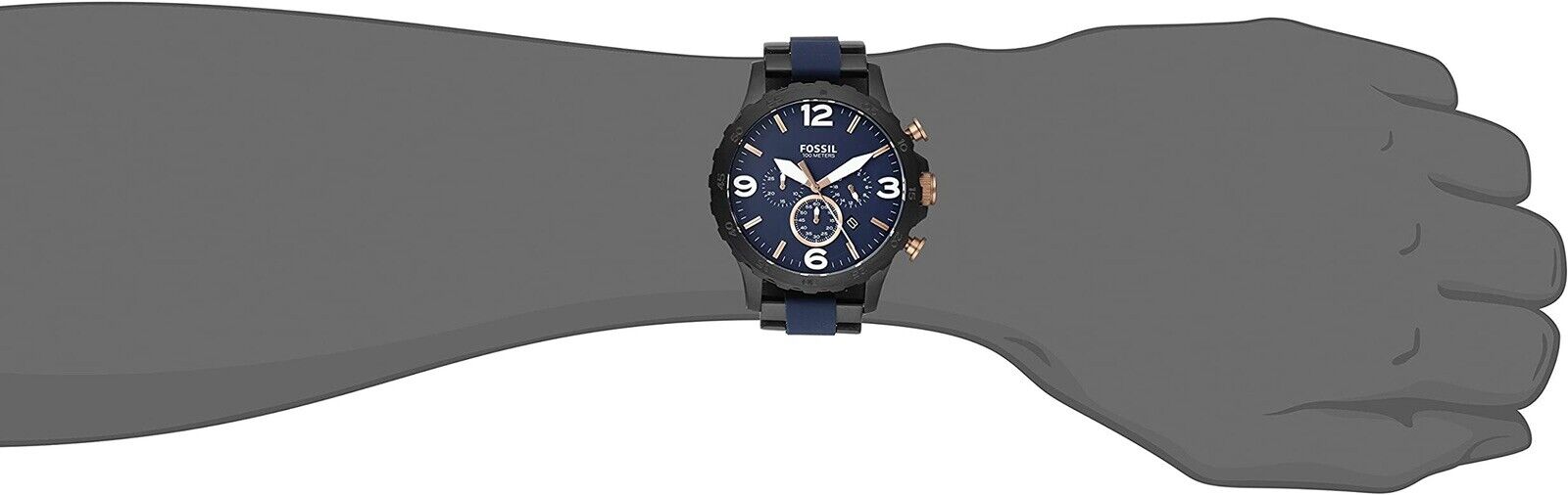 Fossil Nate Chronograph Blue Dial Two Tone Steel Strap Watch for Men - JR1494 Watches Fossil   