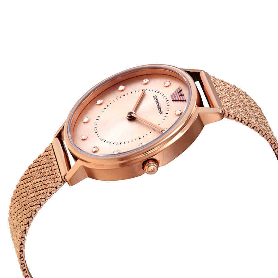 Emporio Armani Pink Dial Pink Mesh Bracelet Watch For Women - AR11129 Watches Emporio Armani   
