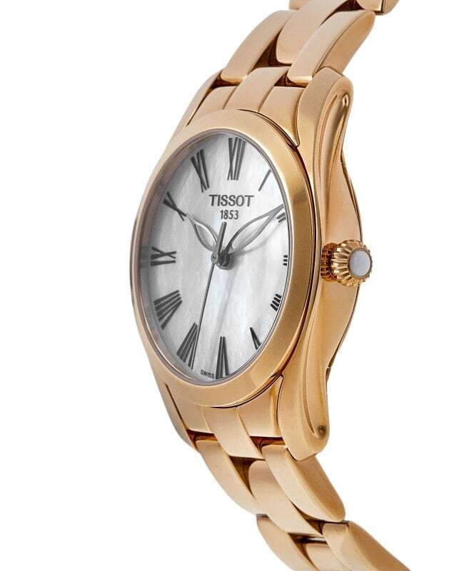 Tissot T Wave Mother of Pearl Dial Rose Gold Stainless Steel Watch For Women - T112.210.33.113.00 Watches Tissot   
