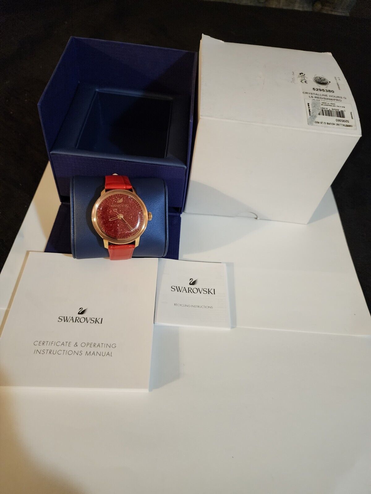 Swarovski Crystalline Hours Red Crystal Dial Red Leather Strap Watch for Women - 5295380 Watches Swarovski   