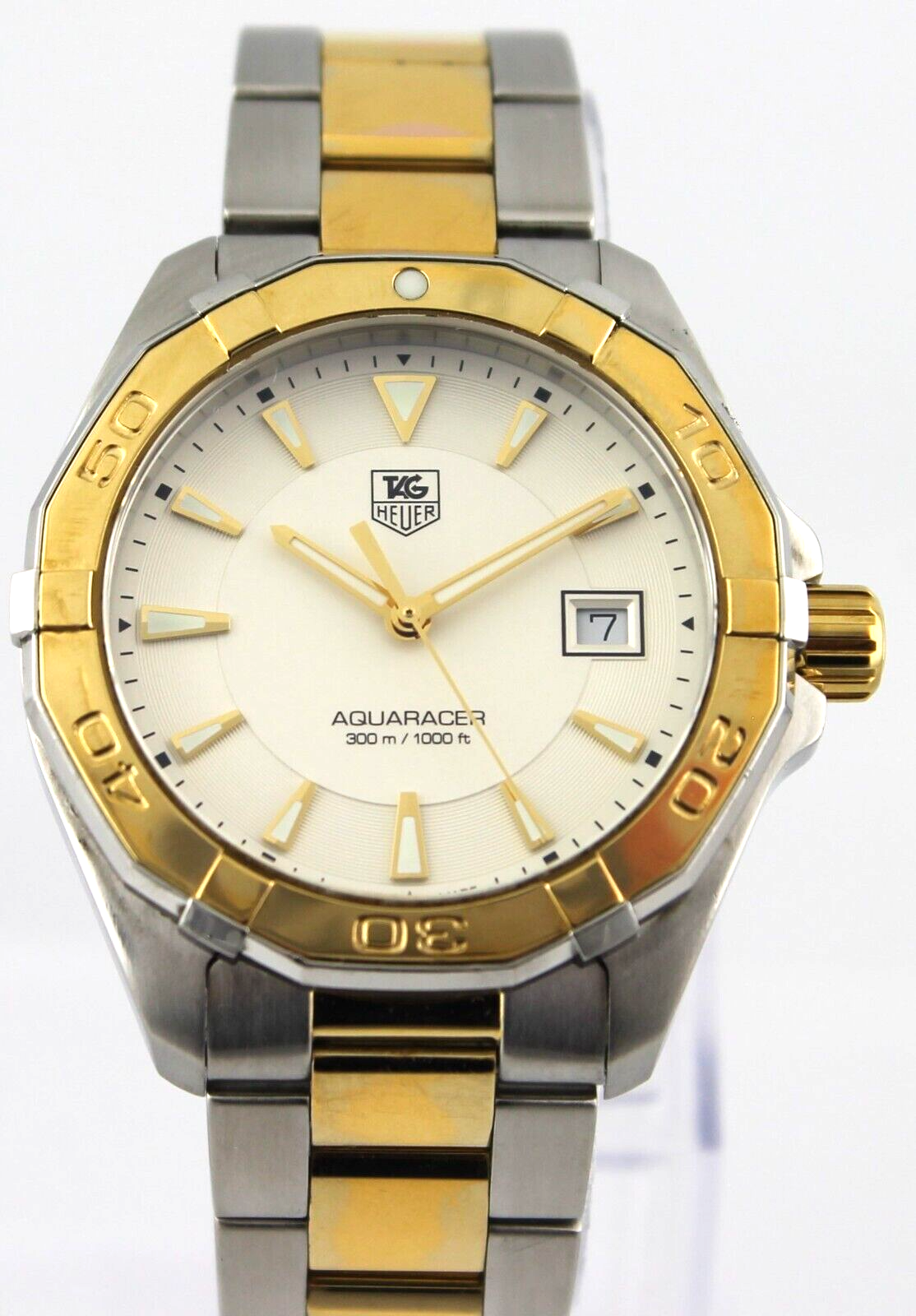 Tag Heuer Aquaracer 41mm Quartz White Dial Two Tone Steel Strap Watch for Men - WAY1120.BB0930 Watches Tag Heuer   