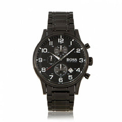 Hugo Boss Chronograph Black Dial Black Steel Strap Watch for Men - 1513180 Watches Hugo Boss   