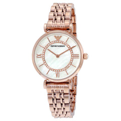 Emporio Armani Gianni T Bar Mother of Pearl Rose Gold Stainless Steel Strap Watch For Women - AR1909 Watches Emporio Armani   