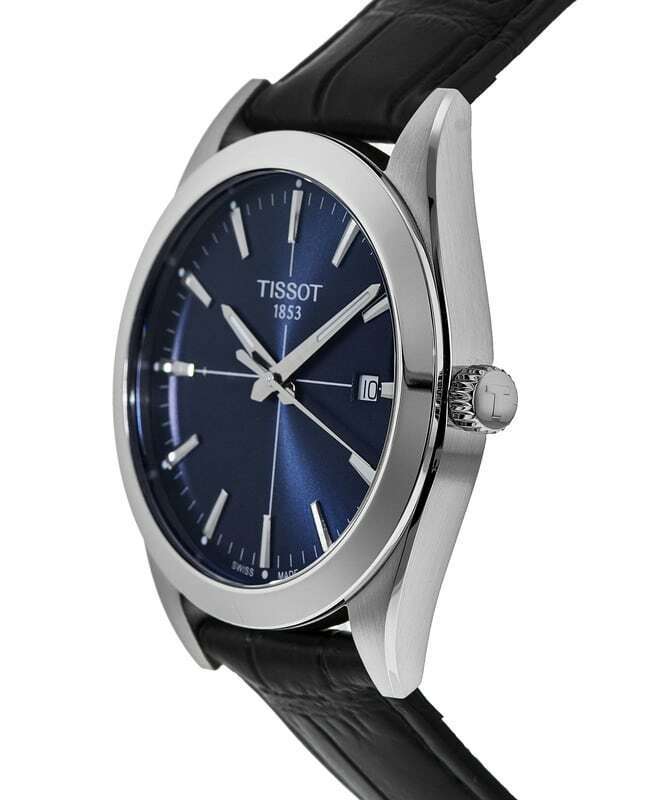 Tissot Gentlemen Blue Dial Black Leather Strap Watch for Men - T127.410.16.041.01 Watches Tissot   