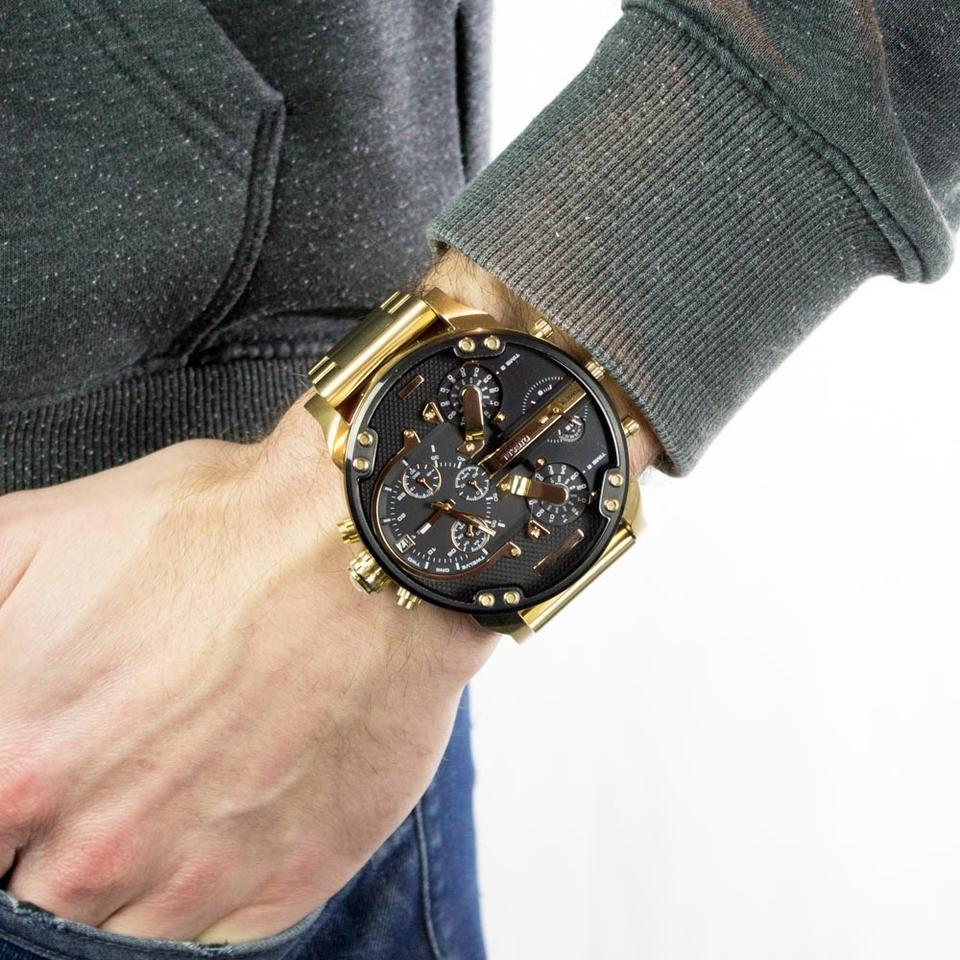 Diesel Mr Daddy 2.0 Black Dial Gold Stainless Steel Watch For Men - DZ7333 Watches Diesel   