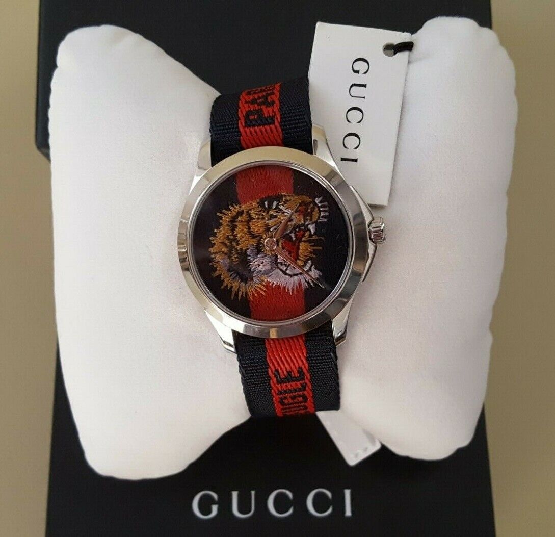Gucci G Timless Le Marche Des Merveilles Blue & Red Dial Blue & Red Nylon Strap Unisex Watch  - YA126495 Watches Gucci   