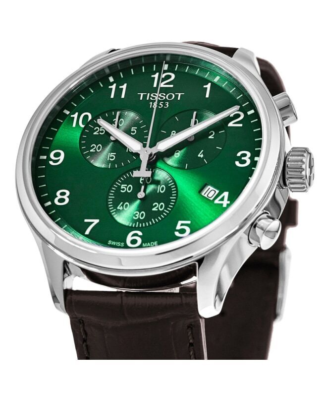 Tissot Chrono XL Chronograph Classic Brown Strap Green Dial Watch For Men - T116.617.16.091.00 Watches Tissot   