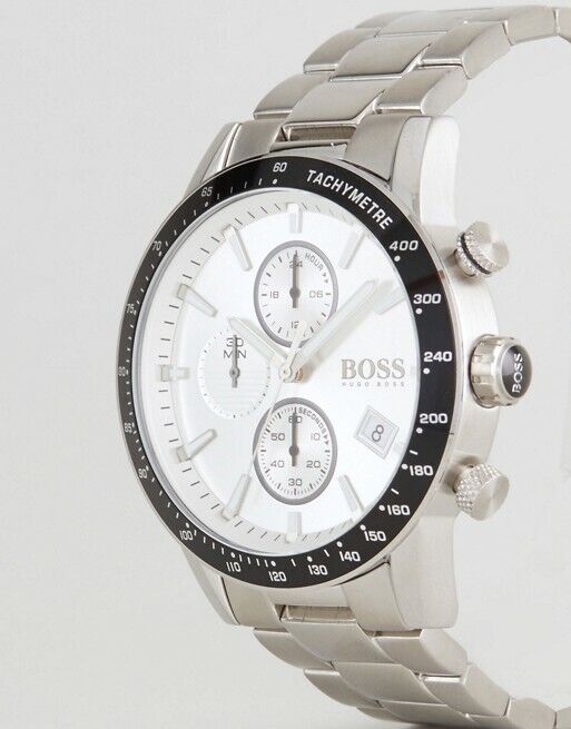 Hugo Boss Rafale Competitive Sport Silver Dial Silver Steel Strap Watch for Men - 1513511 Watches Hugo Boss   