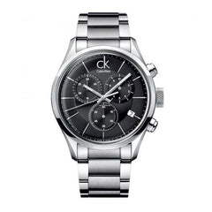 Calvin Klein City Chronograph Black Dial Silver Steel Strap Watch for Men - K2G27143 Watches Calvin Klein   