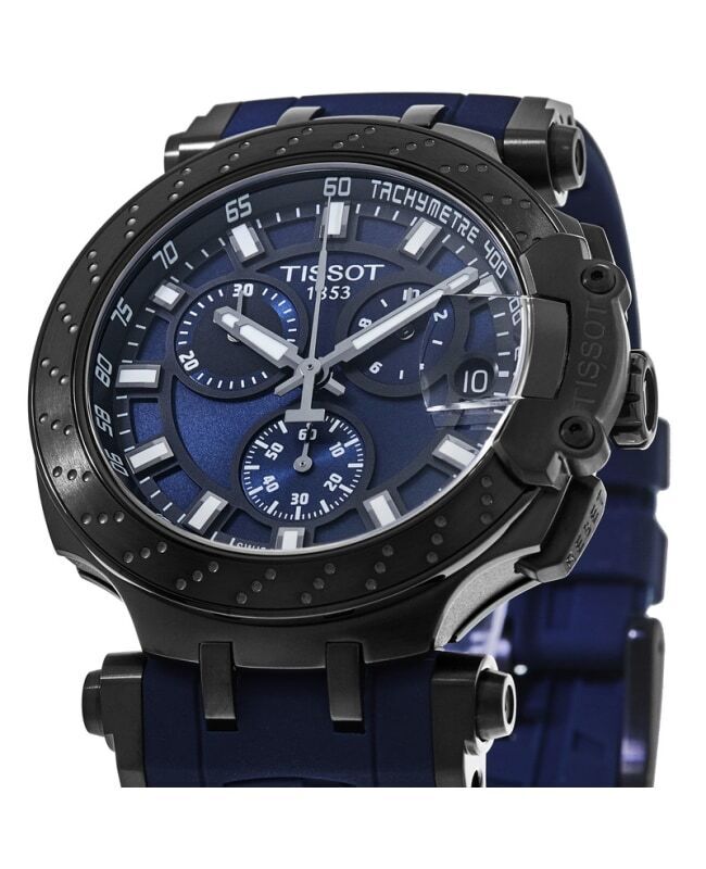 Tissot T Race Chronograph 42mm Blue Dial Blue Silicon Strap Watch For Men - T115.417.37.041.00 Watches Tissot   