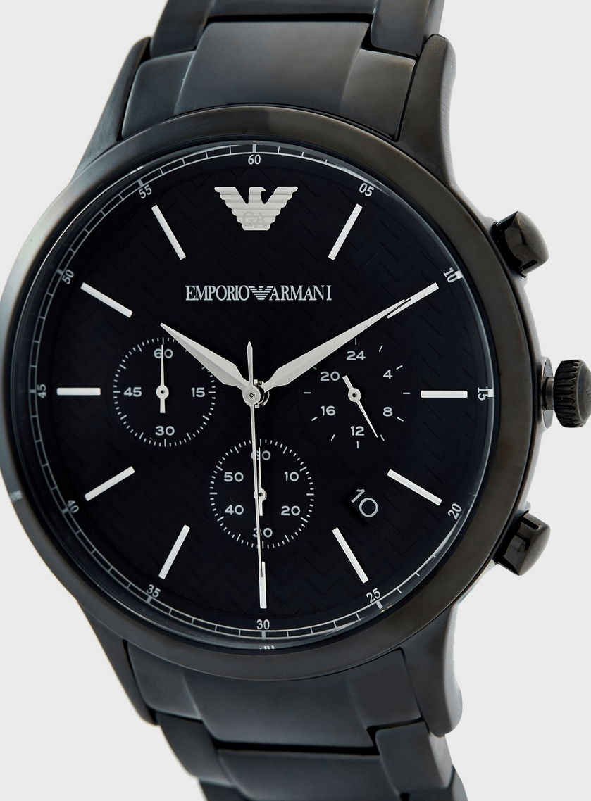 Emporio Armani Dress Chronograph Quartz Black Dial Black Stainless Steel Strap Watch For Men - AR2485 Watches Emporio Armani   