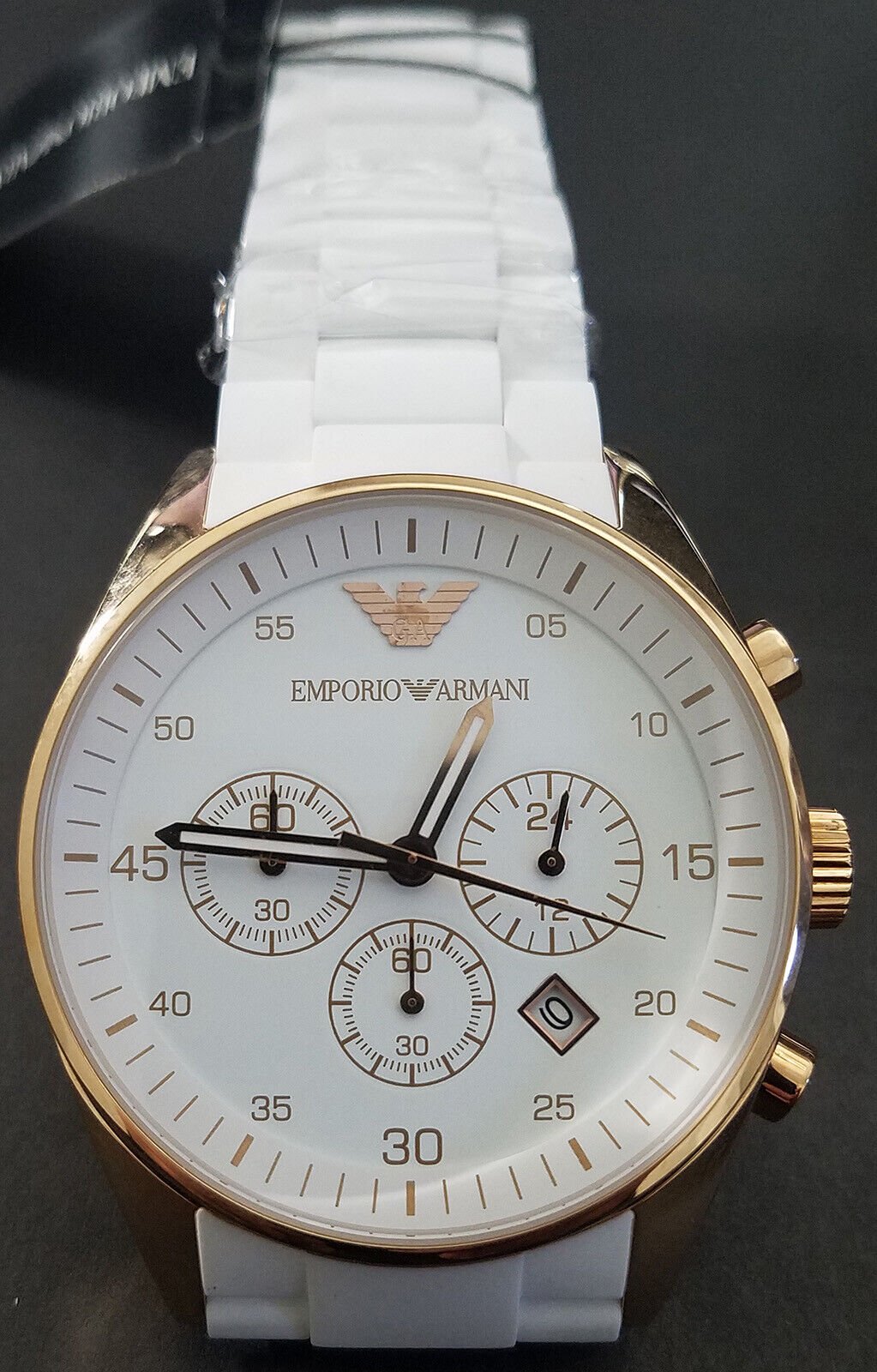 Emporio Armani Sportivo White Dial White Rubber Strap Watch For Men - AR5919 Watches Emporio Armani   