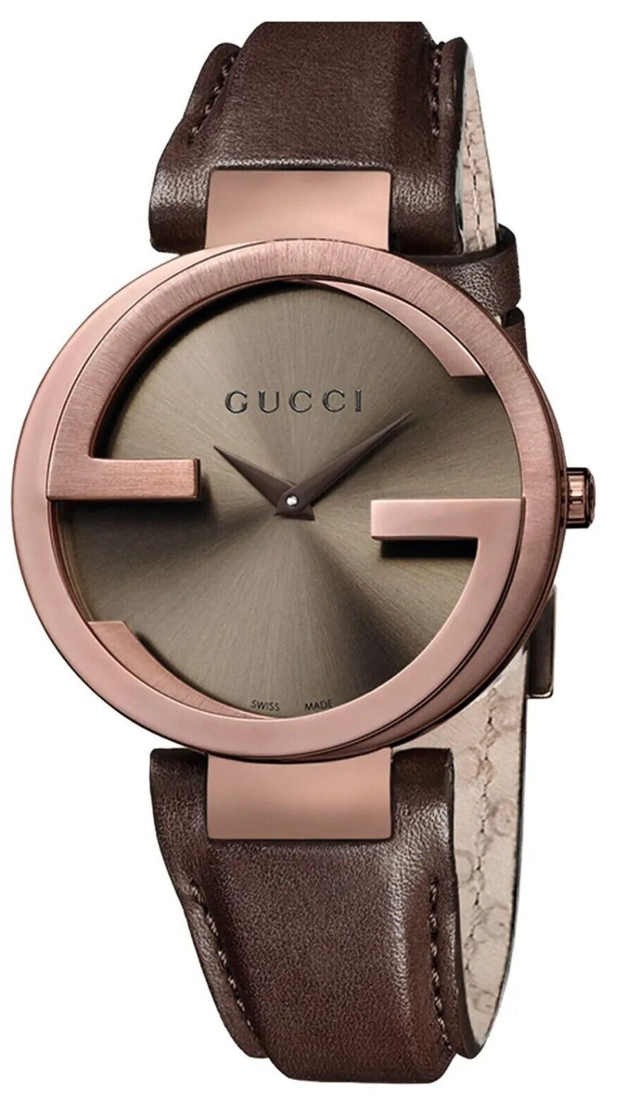 Gucci Interlocking Brown Dial Brown Leather Strap Watch For Women - YA133309 Watches Gucci   