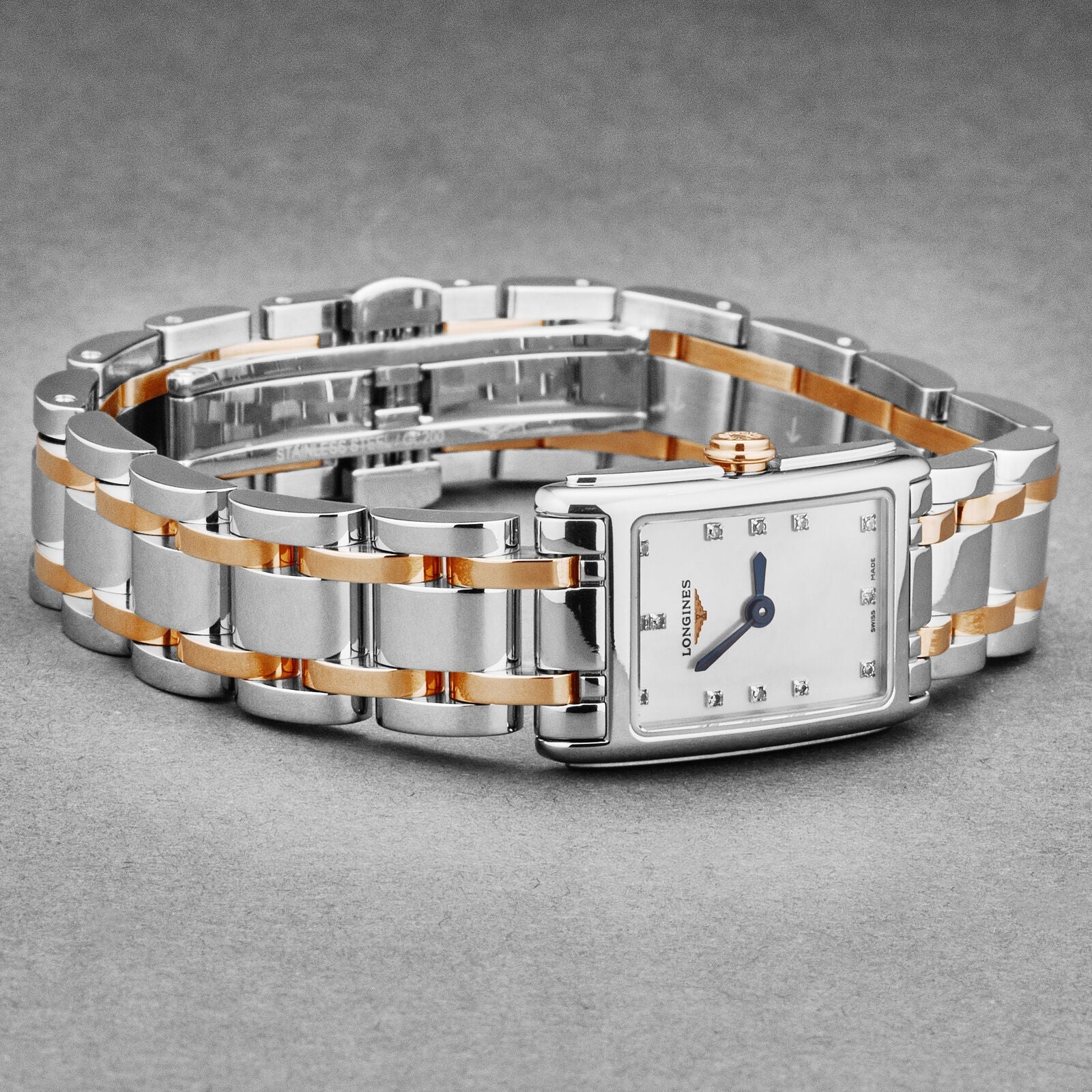 Longines Dolcevita Mother of Pearl Diamond Dial Two Tone Steel Strap Watch for Women - L5.258.5.87.7 Watches Longines   