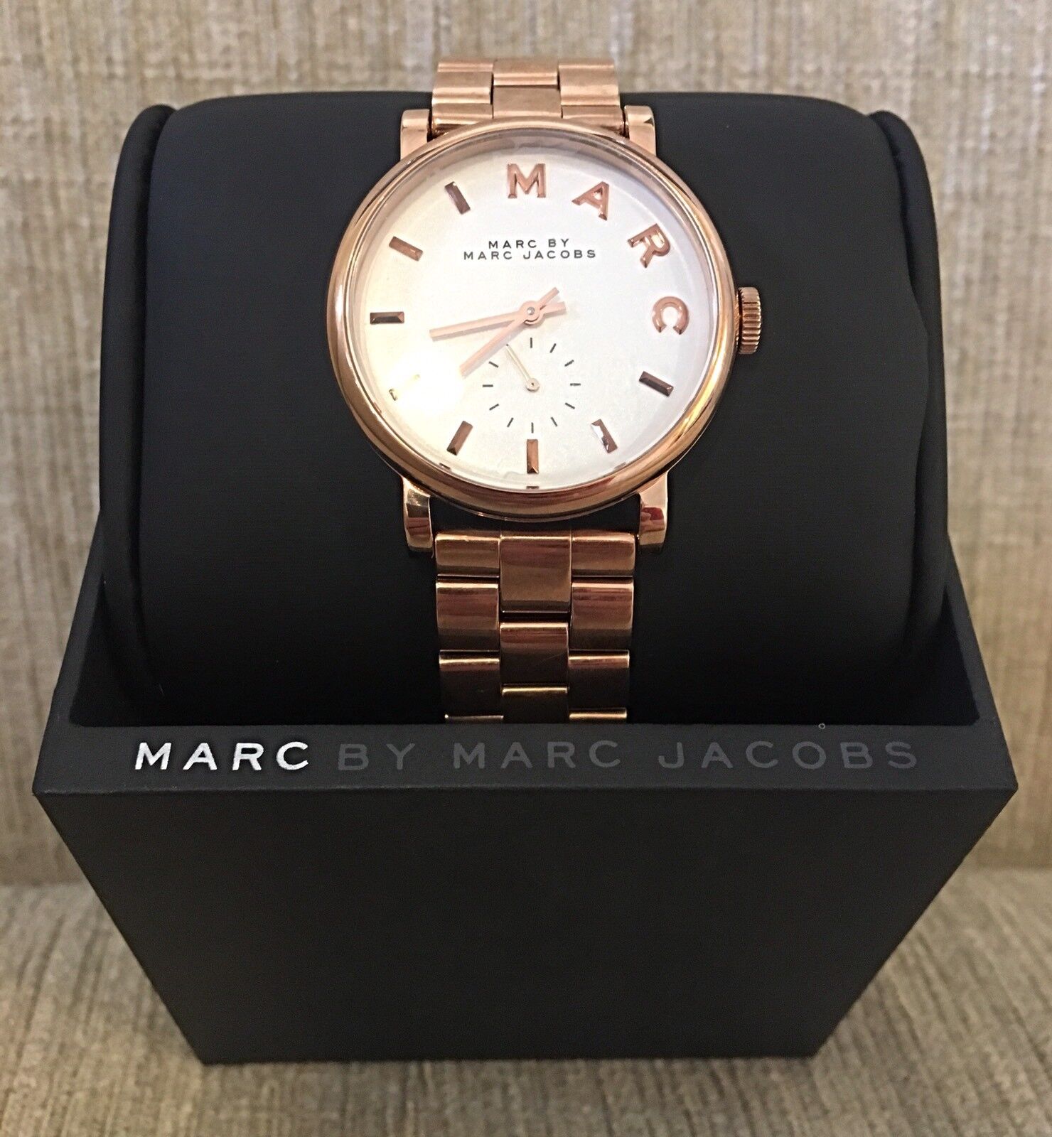 Marc Jacobs Baker White Dial Rose Gold Stainless Steel Strap Watch for Women - MBM3244 Watches Marc Jacobs   