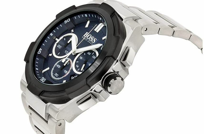 Hugo Boss Supernova Blue Chronograph Dial Silver Steel Strap Watch for Men - 1513360 Watches Hugo Boss   