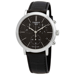 Tissot Carson Premium Chronograph Black Dial Black Leather Strap Watch For Women - T122.417.16.051.00 Watches Tissot   