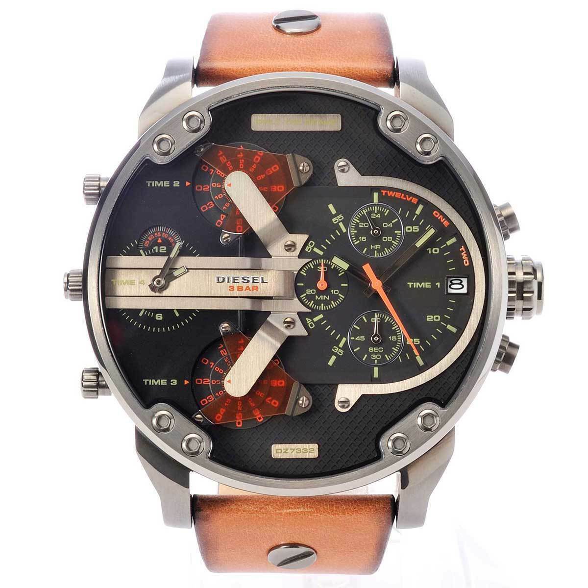 Diesel Mr Daddy 2.0 Black Dial Brown Leather Strap Watch For Men - DZ7332 Watches Diesel   