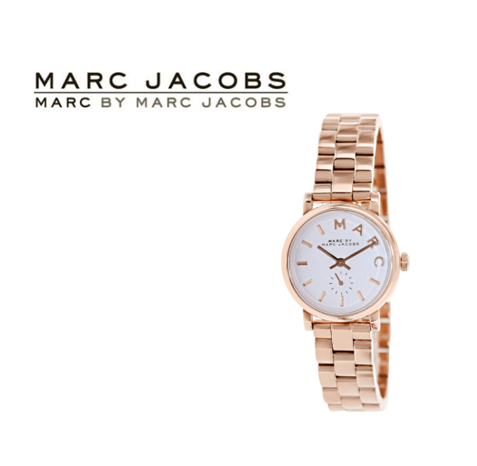 Marc Jacobs Baker White Dial Rose Gold Stainless Steel Watch for Women - MBM3248 Watches Marc Jacobs   