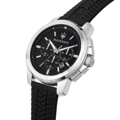 Maserati Successo Chronoraph Black Dial Black Silicon Strap Watch For Men - R8871621014 Watches Maserati   