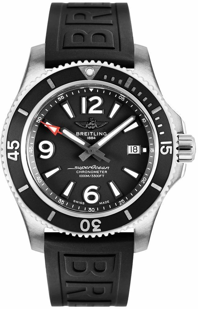 Breitling Superocean II 44mm Black Dial Black Rubber Strap Watch for Men - A17367D71B1S2 Watches Breitling   