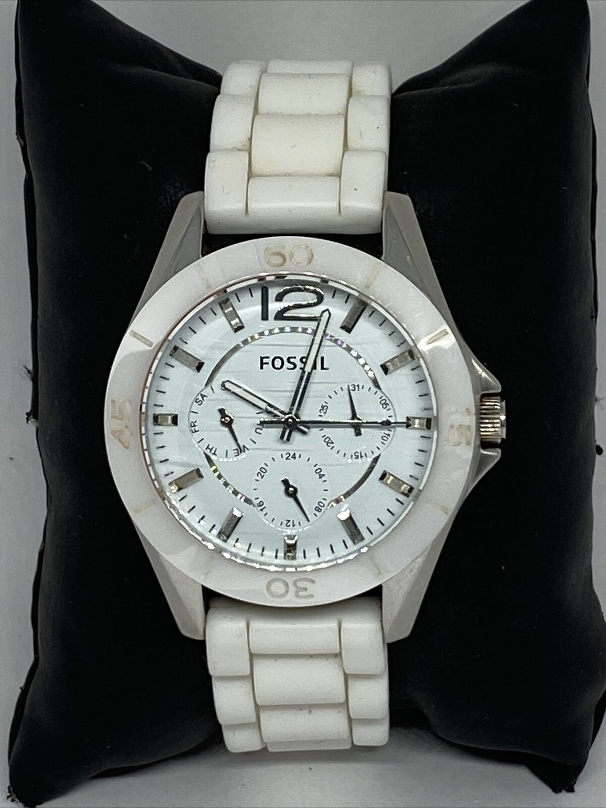 Fossil Ceramic White Dial White Steel Strap Watch for Women - CE1002 Watches Fossil   