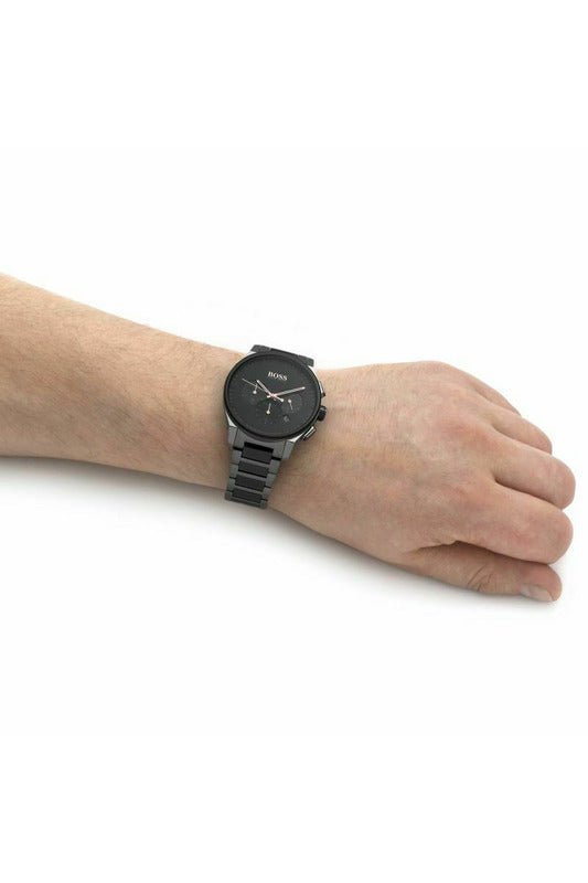 Hugo Boss Peak Black Dial Black Steel Strap Watch for Men - 1513814 Watches Hugo Boss   