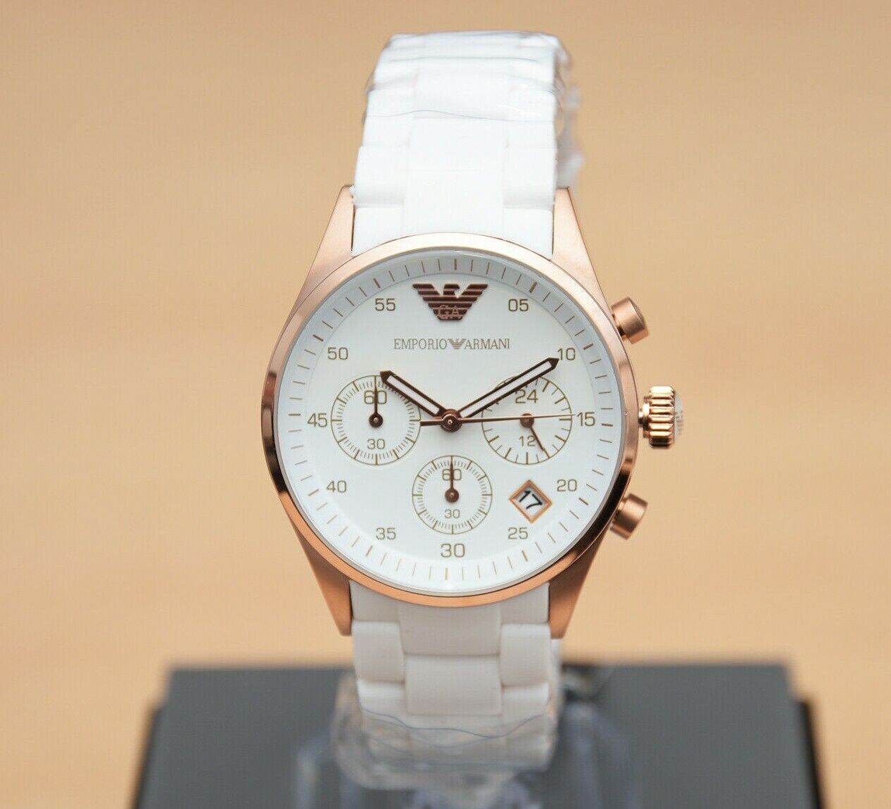 Emporio Armani Sportivo Silver Dial White Silicone Strap Watch For Women - AR5920 Watches Emporio Armani   