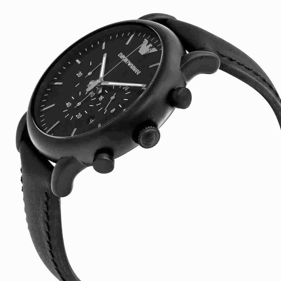 Emporio Armani Luigi Chronohraph Black Dial Black Leather Strap Watch For Men - AR1970 Watches Emporio Armani   