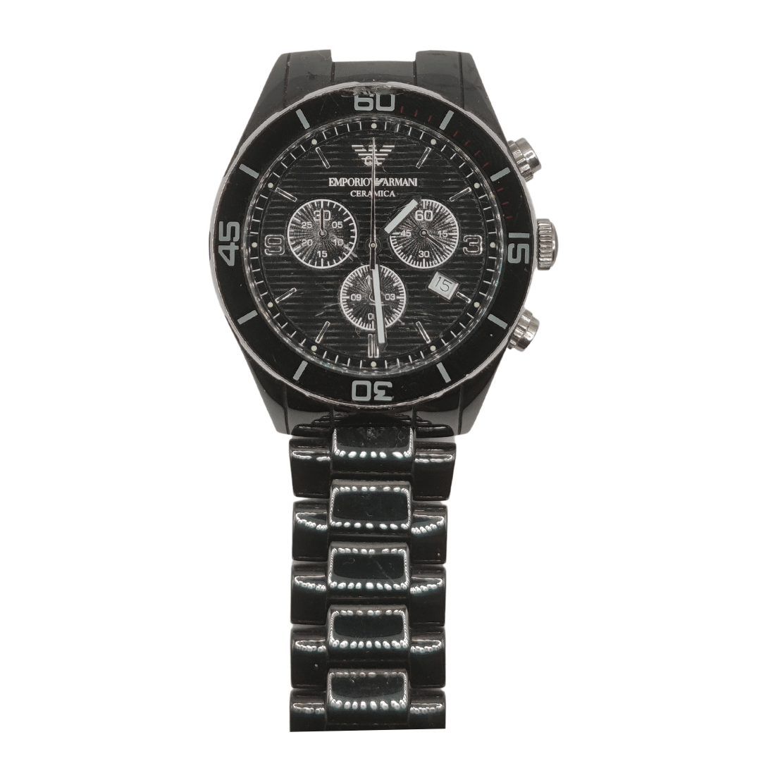 Emporio Armani Black Ceramic Chronograph Black Dial Watch For Men - AR1421 Watches Emporio Armani   